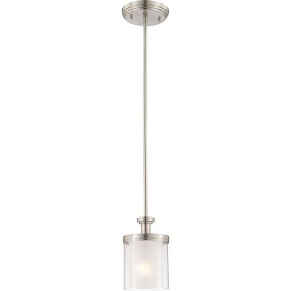 Decker Brushed Nickel Mini Pendant w/Clear &amp;amp;amp; Frosted Glass, image 1