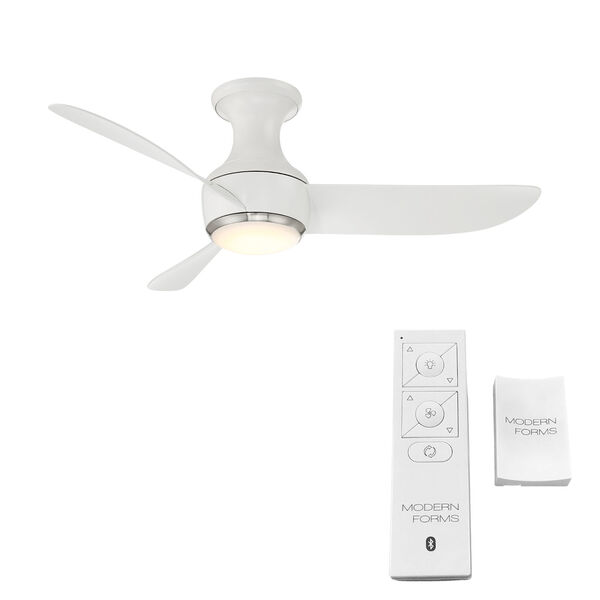 Corona Brushed Nickel and Matte White 44-Inch 2700K Indoor Outdoor Smart LED Flush Mount Ceiling Fan, image 5