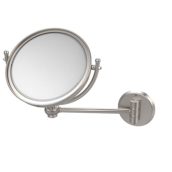 8 Inch Wall Mounted Make-Up Mirror 4X Magnification, Satin Nickel, image 1