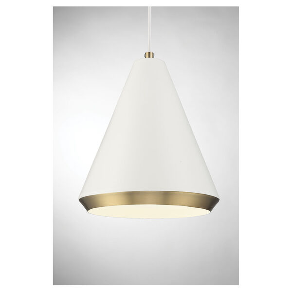 Chelsea White with Natural Brass 10-Inch One-Light Pendant, image 5