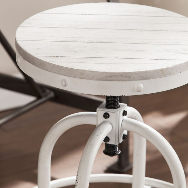 Distressed White with Whitewash Stain Stool, image 2