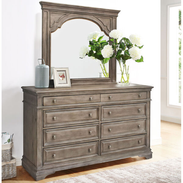 Highland Park Distressed Driftwood Dresser with Mirror, image 1