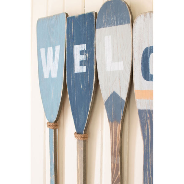 Multicolor Painted Recycled Wood Welcome Boat Paddles, image 2