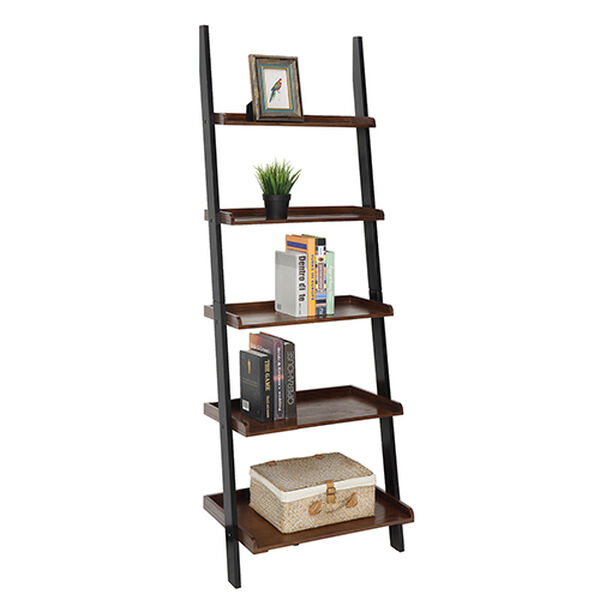 French Country Dark Walnut Bookshelf Ladder, image 2