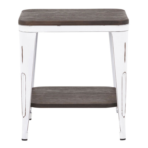 Oregon Vintage White and Espresso Bamboo End Table, image 3