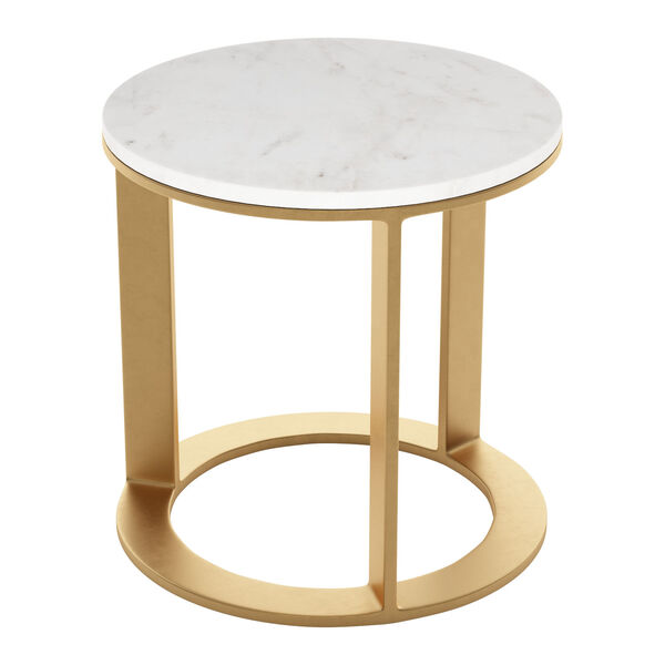 Helena White and Gold Side Table, image 5