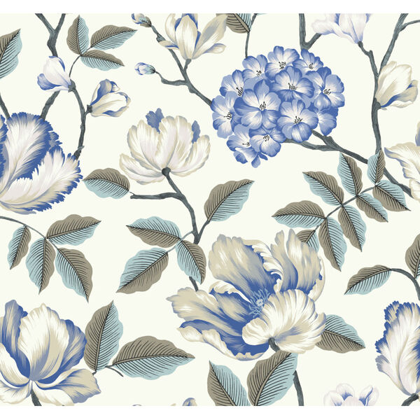 Grandmillennial White Morning Garden Pre Pasted Wallpaper - SAMPLE SWATCH ONLY, image 2