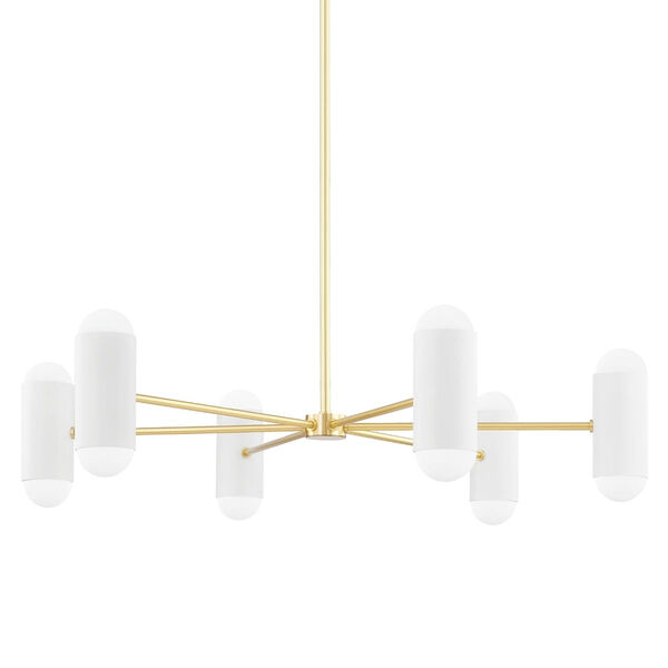 Kira Aged Brass and Soft White 12-Light Chandelier, image 1