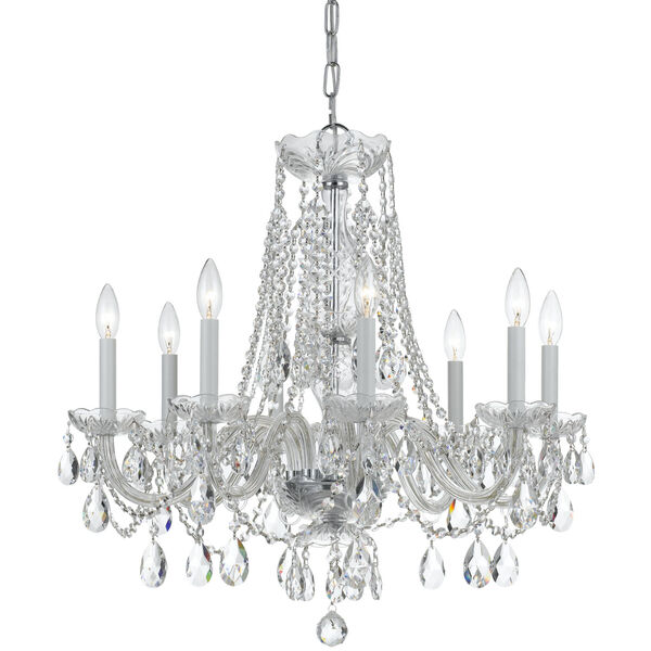 Traditional Crystal Polished Chrome Eight-Light Crystal Chandelier, image 1