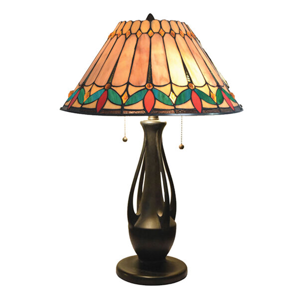 Dark Antique Bronze Jardin Two-Light Tiffany Table Lamp, image 1