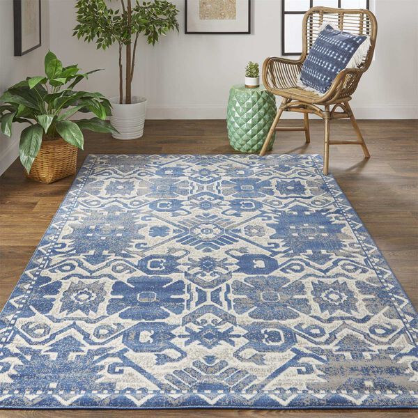 Foster Blue Brown Ivory Rectangular 6 Ft. 5 In. x 9 Ft. 6 In. Area Rug, image 2