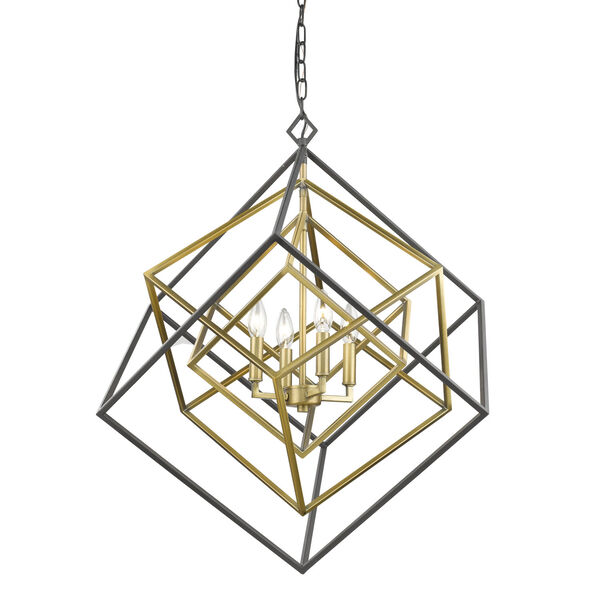 Euclid Olde Brass and Bronze Four-Light Chandelier, image 3