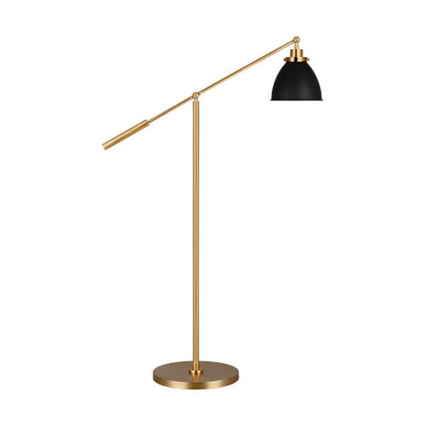 Wellfleet Midnight Black and Burnished Brass One-Light Dome Floor Lamp, image 1