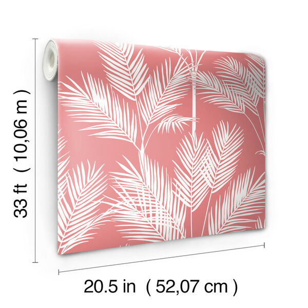 Waters Edge Coral King Palm Silhouette Pre Pasted Wallpaper - SAMPLE SWATCH ONLY, image 6