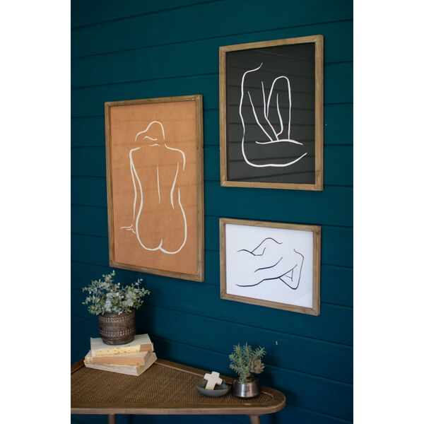 Natural Framed Nude Prints Under Glass Wall Art, Set of 3, image 2