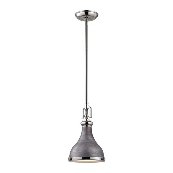 Rutherford Polished Nickel 9-inch One-Light Pendant with Weathered Zinc Shade, image 1