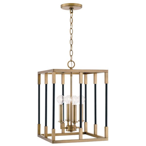 Bleeker Aged Brass and Black 13-Inch Four-Light Chandelier, image 2