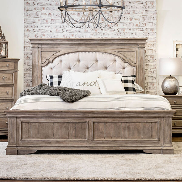 Highland Park Distressed Driftwood Queen Bed, image 1
