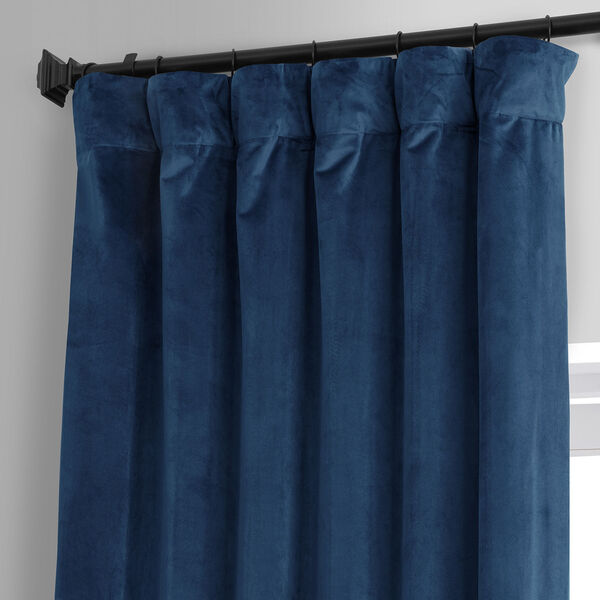 Signature Dreamland Blue Plush Velvet Hotel Blackout Single Panel Curtain, image 2