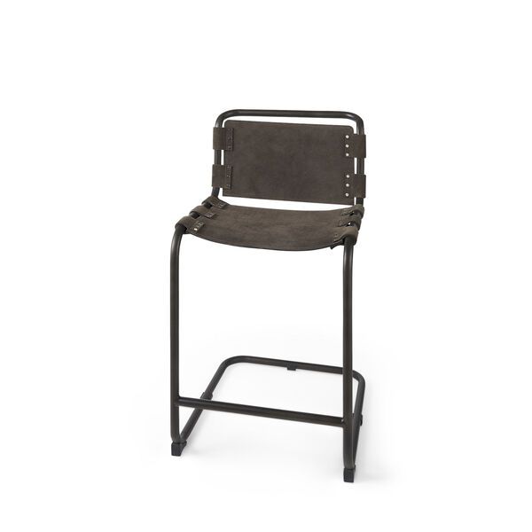 Berbick Dark Brown Leather Seat Counter Height Stool, image 1