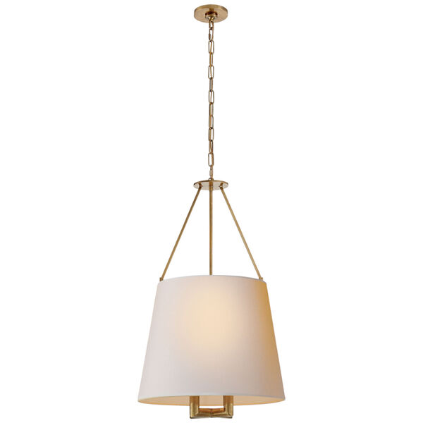 Dalston Hanging Shade in Hand-Rubbed Antique Brass with Natural Paper Shade by J. Randall Powers, image 1