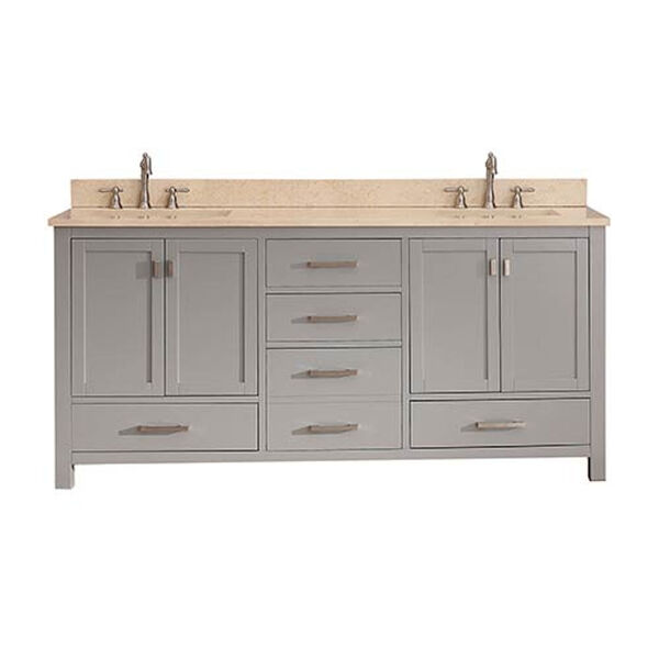 Modero Chilled Gray 72-Inch Double Vanity Combo with Galala Beige Marble Top, image 1