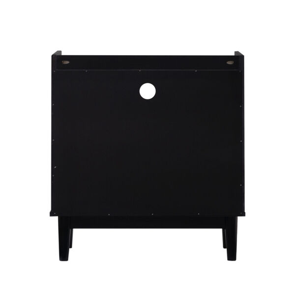 Black Solid Wood Two-Drawer Nightstand, image 5