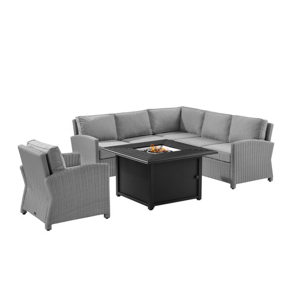 Bradenton Gray Wicker Sectional Set with Fire Table, 5-Piece, image 6