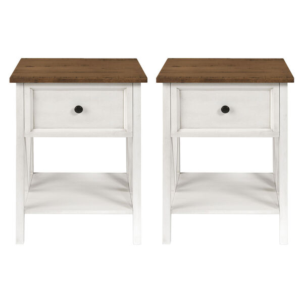 Natalee Reclaimed Barnwood and White Wash V-Frame Side Table, Set of Two, image 5