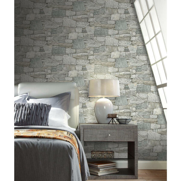 Stonecraft Chateau Gray and Beige Stone Peel and Stick Wallpaper, image 1