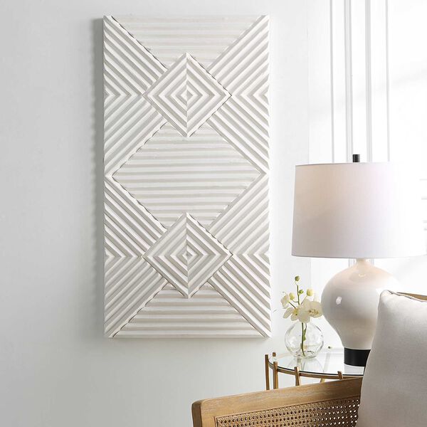 Nexus White Washed Wood Geometric Wall Decor, image 1
