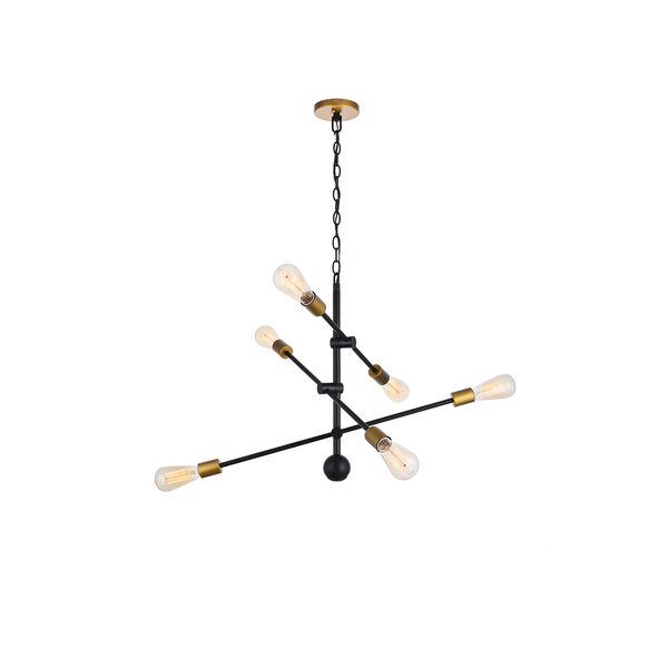 Axel Black and Brass 29-Inch Six-Light Pendant, image 2