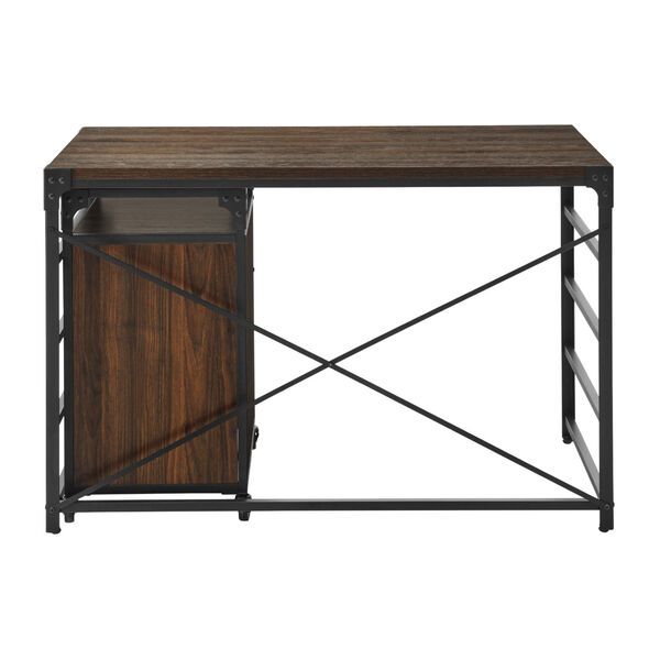 Angle Dark Walnut Desk with Filing Cabinet, image 6