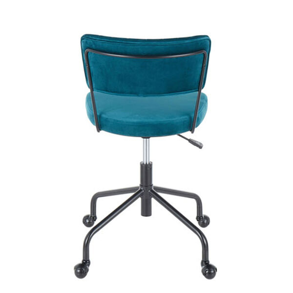 Tania Black and Teal Rich Velvet Upholstery Task Chair, image 4