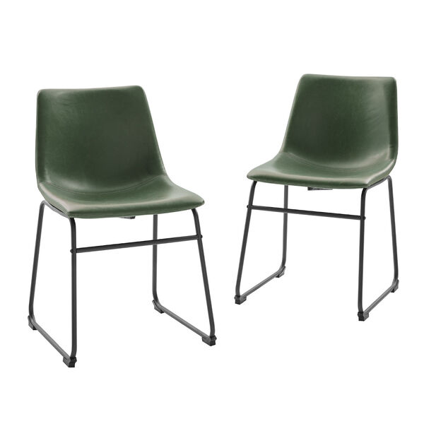 Green Faux Leather Dining Chair, Set of Two, image 3