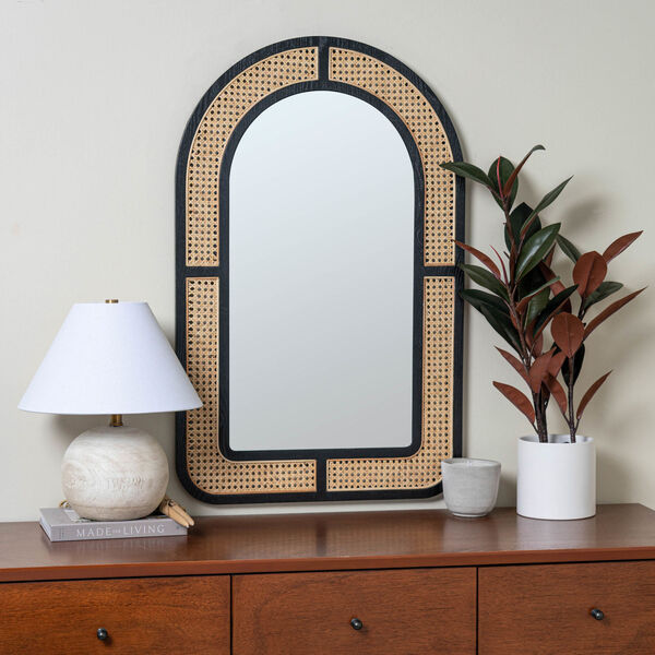 Emma Black and Natural Cane 38 x 24-Inch Wall Mirror, image 1