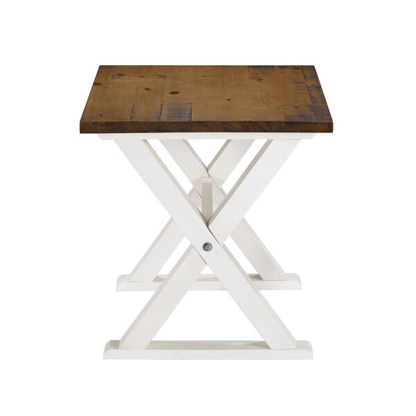 Robin Rustic Oak and White X Leg Solid Wood Side Table, image 2