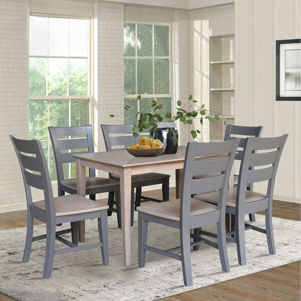Washed Gray Clay Taupe 30 x 48 Inch Dining Table with Six Chairs, image 2