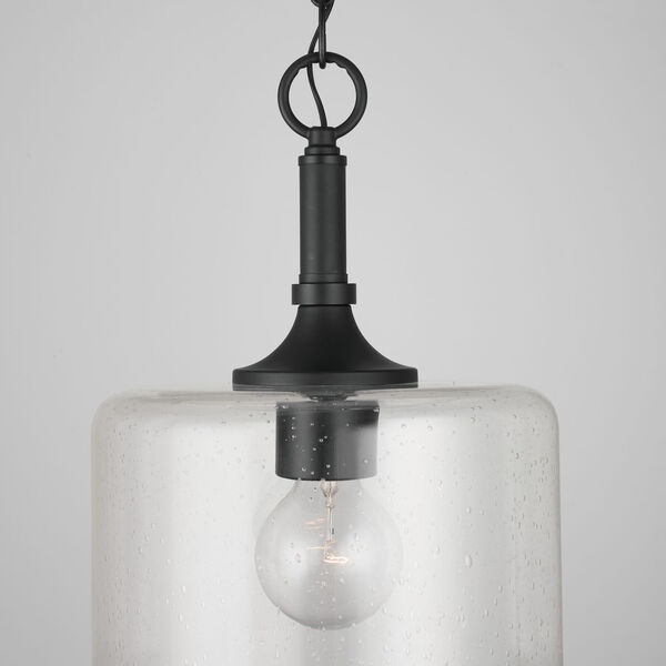 HomePlace Carter Matte Black Pendant with Clear Seeded Glass, image 3