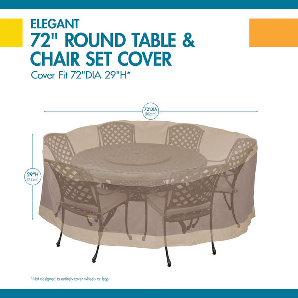 Elegant Swiss Coffee 72-Inch Round Table and Chair Set Cover, image 4