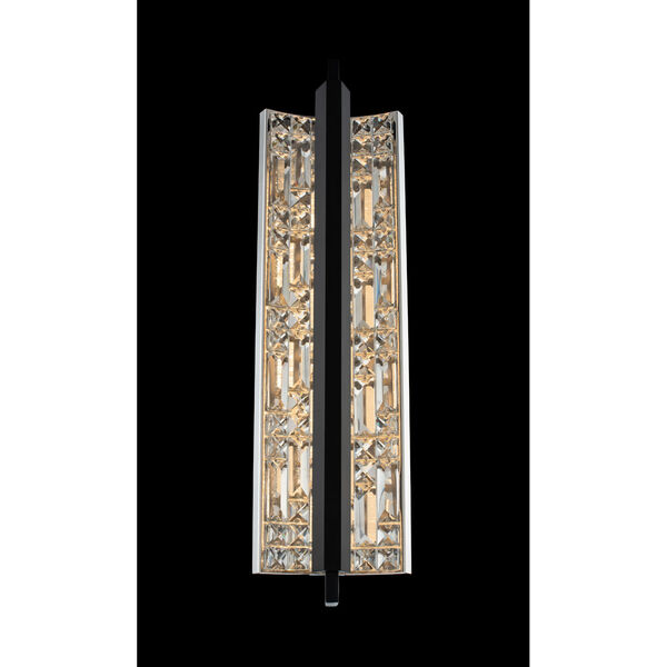 Capuccio Matte Black Chrome LED Wall Sconce with Firenze Crystal, image 2
