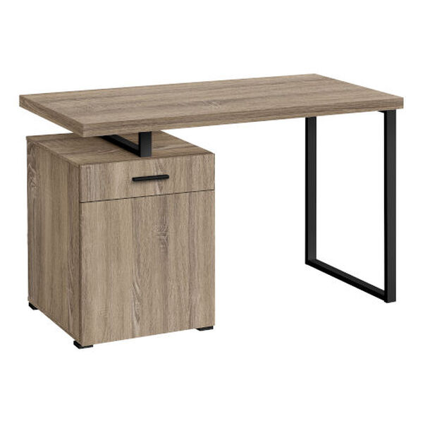 Dark Taupe and Black Computer Desk with Storage Unit, image 1