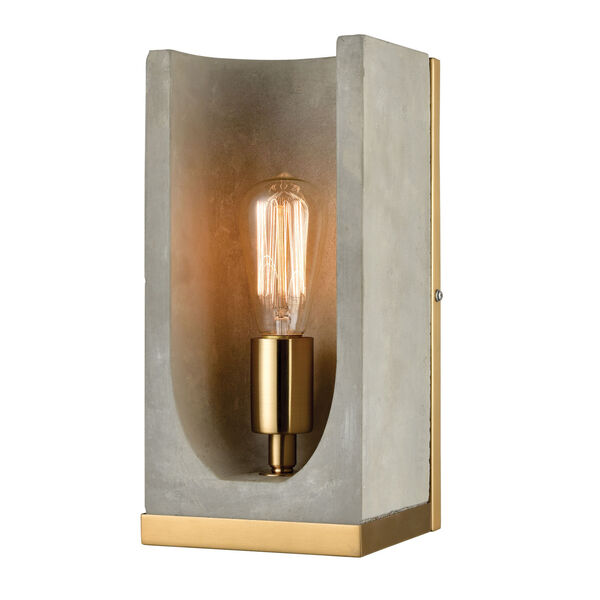 Shelter Concrete and New Aged Brass One-Light Wall Sconce, image 2