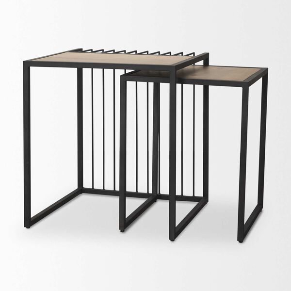 Miles Black Metal With Light Wood Nesting End Tables (Set of 2), image 5
