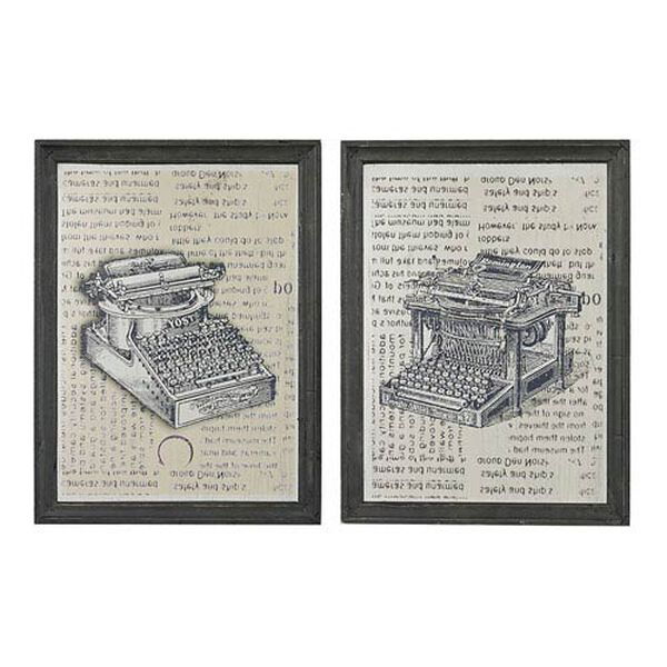 Etched Black and Clear 16-Inch Wall Art, Set of 2, image 1
