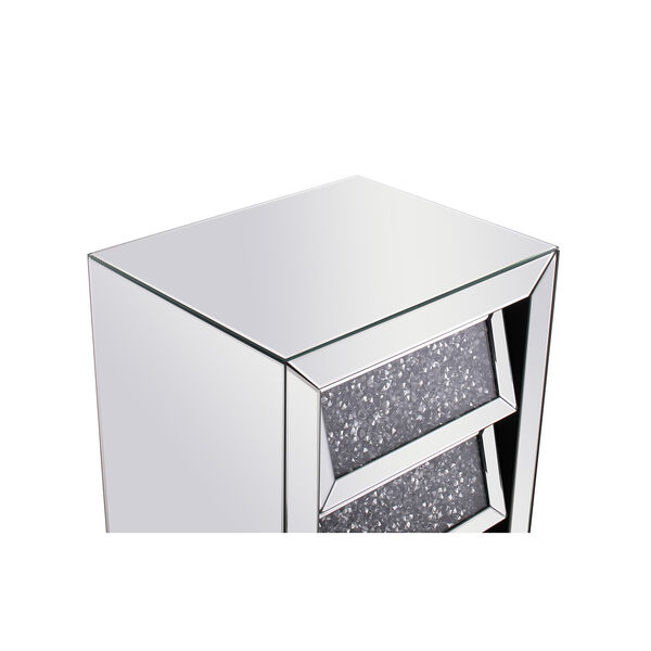 Modern Mirrored 25-Inch Silver Crystal Bedside Table, image 6
