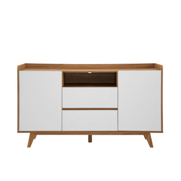 Saturday Solid White and English Oak Two Door Sideboard, image 6