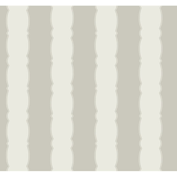 Grandmillennial Gray Scalloped Stripe Pre Pasted Wallpaper, image 2