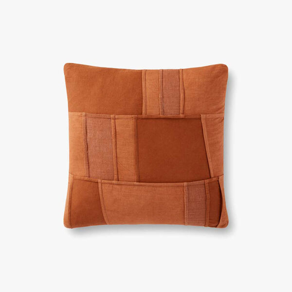 Rust Patchwork Dip Dyed French Seamed Throw Pillow, image 1