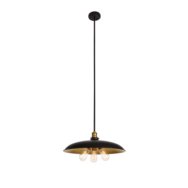 Anders Black and Brass Three-Light Chandelier, image 3
